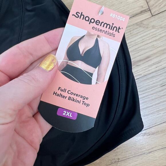 NEW Shapermint Women's 2XL Black Full Coverage Halter Bikini Top Shape Swim Sexy - Picture 7 of 9